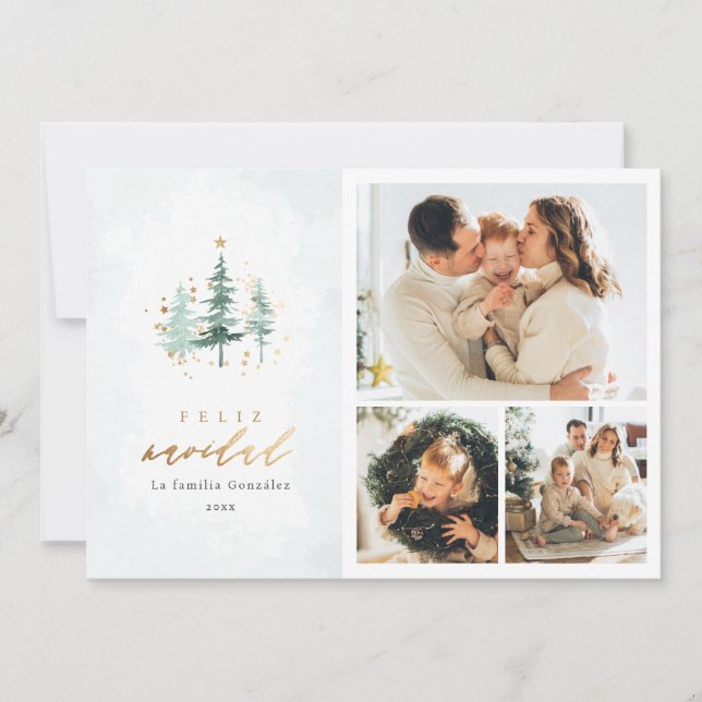 Cartão De Festividades Colagem Fotográfica de Pinus Espanhol 3 Feliz Navi (Frente)