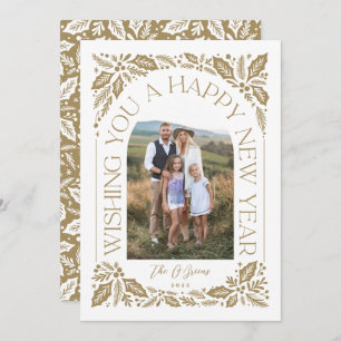 Cartão De Festividades Colagem Fotográfica do Ouro 3 de Arch de Ano Novo