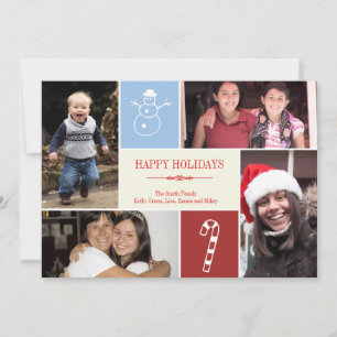 Cartão De Festividades Colagem fotográfica, neves doce Cana Natal