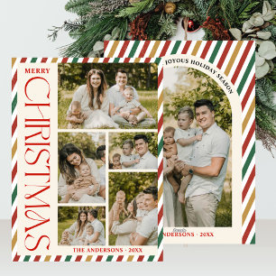 Cartão De Festividades Colagem Fotográfica Trechos de Natal Feliz Bandeir