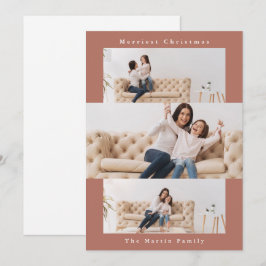 Cartão De Festividades Colagem Laranja Moderna com Três Fotos