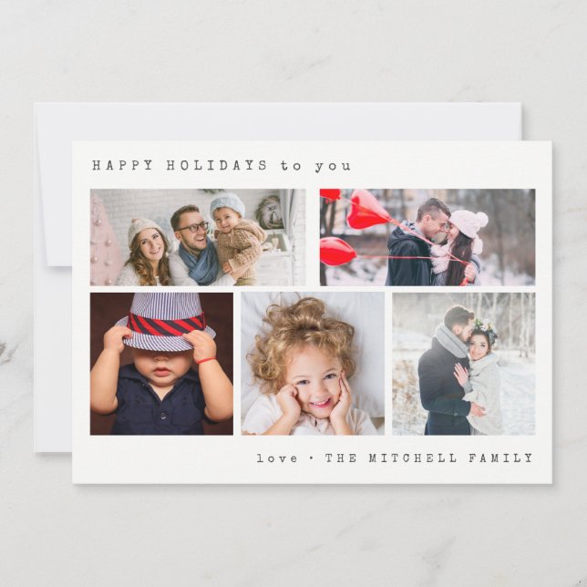 Cartão De Festividades Colagem mínima de fotos de feriado | Tiras de Prat (Frente)