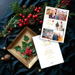 Cartão De Festividades Colagem Moderna de Poinsettia com 5 Fotos da Famíl<br><div class="desc">Cartões de Natal da Família com Colagem de Cinco Fotos da Poinsettia Moderna e Elegante.</div>