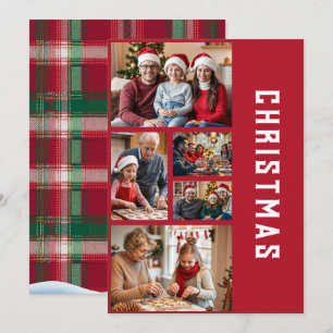 Cartão De Festividades Colagem Moderna e Elegante de Cinco Fotos de Natal