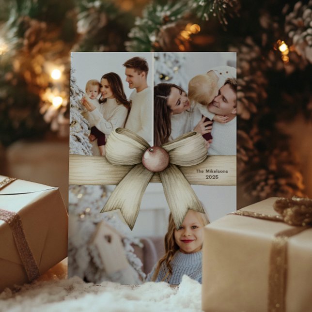 Cartão De Festividades Colagem Neutral de Fotos do Arco de Natal (Criador carregado)