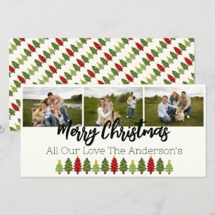 Cartão De Festividades Colagem Personalizada de 3 Fotos com Árvores de Na