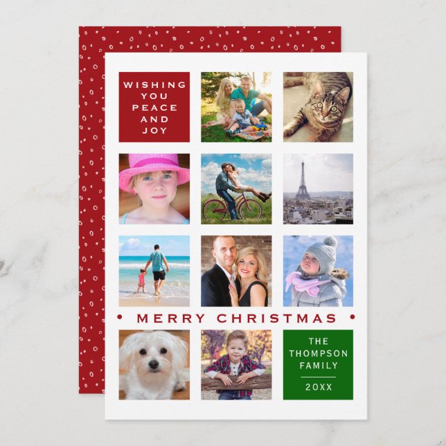 Cartão De Festividades Colagem Personalizada de Foto de Feriado 12 (Frente/Verso)