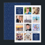 Cartão De Festividades Colagem Personalizada de Foto Moderna de Hanukkah<br><div class="desc">Esta placa plana foi projetada para segurar até 12 fotos de sua família, animais de estimação ou aventuras do ano passado. Perfeito para aqueles anos em que tanto aconteceu, você não pode destacar apenas um evento! Alternativamente, você poderia escolher muitas imagens de uma ocasião. O exemplo inclui 10 fotos e...</div>