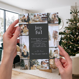 Cartão De Festividades Colagem Personalizada de Natal Botânico com 10 Fot