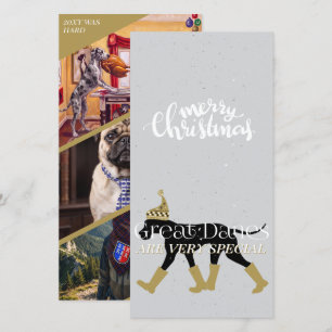 Cartão De Festividades Colagem Personalizada de Natal Great Dane divertid