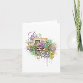 Cartão De Festividades Colagem Splatter Mardi Gras