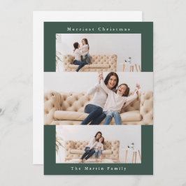 Cartão De Festividades Colagem Verde Moderna com Três Fotos