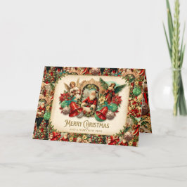 Cartão De Festividades Colagem Vibrante Natal Victoriano