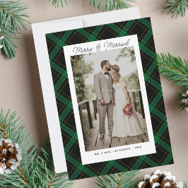 Cartão De Festividades Colar de Fotos Xadrez Tartan Personalizado Casado 