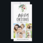 Cartão De Festividades Coleção de Berry de feliz<br><div class="desc">3 Foto de Cartões de fotos de Natal com folhagem festiva e bagas. O design diz "Feliz Natal e feliz ano novo!" Disponível em vários formatos e cores.</div>