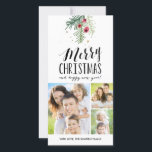 Cartão De Festividades Coleção de Berry de feliz<br><div class="desc">3 Foto de Cartões de fotos de Natal com folhagem festiva e bagas. O design diz "Feliz Natal e feliz ano novo!" Disponível em vários formatos e cores.</div>