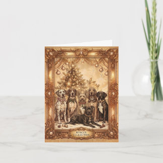 Cartão De Festividades Coleção de Resgate Vintage Cães Saudação de Natal