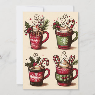 Cartão De Festividades Coleção de xícaras de café festivas, decoração de 