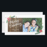 Cartão De Festividades Coleção Festiva de Folhagem<br><div class="desc">Adicione um toque festivo extra aos seus cartões de natal este ano com este cartão com fotos de 1 foto,  com letras portáteis e folhagem desenhada à mão,  tudo sobre um fundo de madeira rústico. Disponível em várias cores.</div>