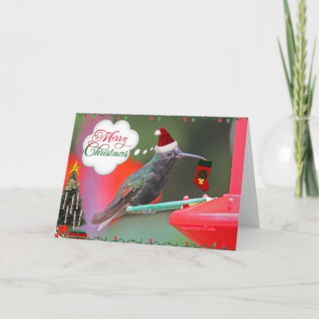 Cartão De Festividades Colibri do Feliz Natal (Frente)