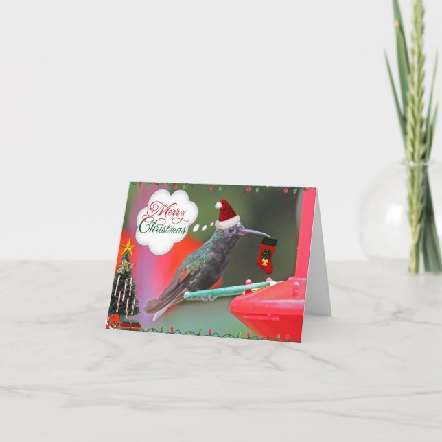 Cartão De Festividades Colibri do Feliz Natal (Frente)