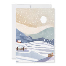 Colinas de Inverno em Aquarela Pastel