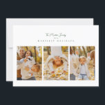 Cartão De Festividades Collage o moderno roteiro de fotos calliografia fe<br><div class="desc">placa de Feriado feliz com script de colagem simples de 4 fotos moderna. Esta carta elegante inclui uma coleção de fotos de 3 fotos na frente e 1 no verso com texto e fundo personalizados.</div>