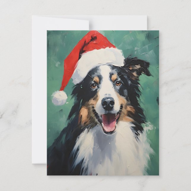 Cartão De Festividades Collie Christmas (Frente)