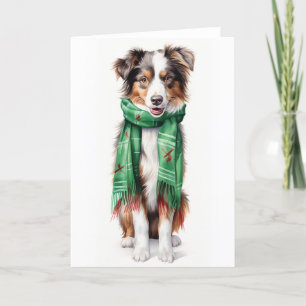Cartão De Festividades Collie de Natal, Border Collie, Pastor Australiano