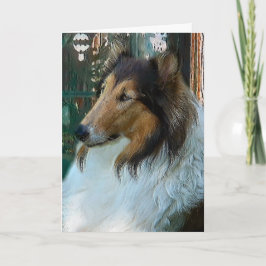 Cartão De Festividades Collie de Natal na Janela