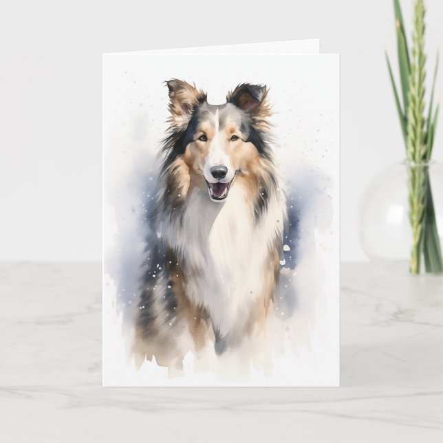 Cartão De Festividades Collie Holiday (Frente)