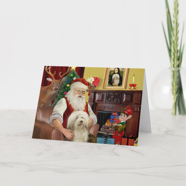 Cartão De Festividades Collie Papai noel Negociado (#16) (Frente)