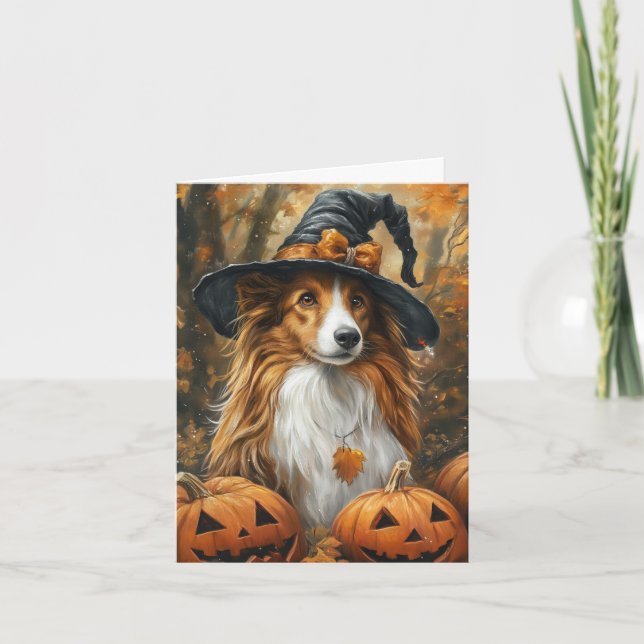 Cartão De Festividades Collie/Sheltie Halloween (Frente)