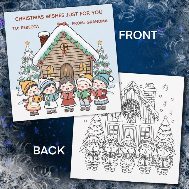Cartão De Festividades Color Me Christmas Card with Carolers (Criador carregado)