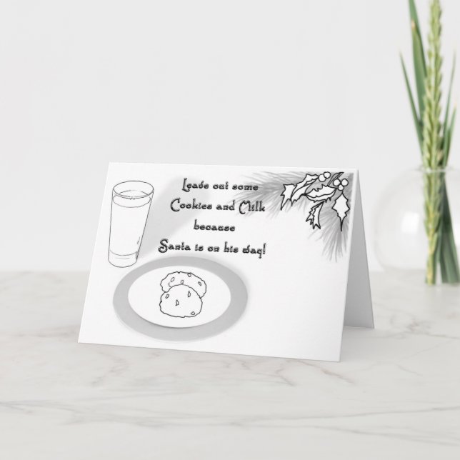 Cartão De Festividades COLORA-ME cartões! "Leite & Natal dos biscoitos " (Frente)
