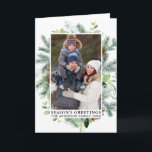 Cartão De Festividades Coloração d'água das saudações da estação de pinhe<br><div class="desc">Quadro de Pine Verde Elegante Moderno e Moleque de Pine Cones Cartão de Feriado de Saudações de Pine Cones</div>