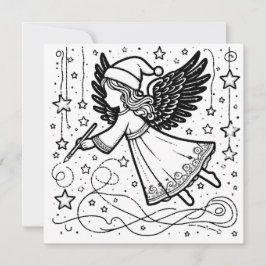 Cartão De Festividades Coloração do Anjo de Natal