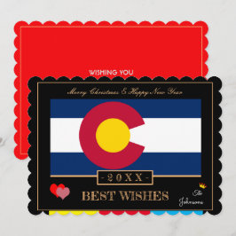 Cartão De Festividades Colorado Flag & Feliz ano novo /Best Wish EUA