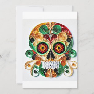 Cartão De Festividades ColorAY oF dEAD fLOWER sKULL QUILLING ART