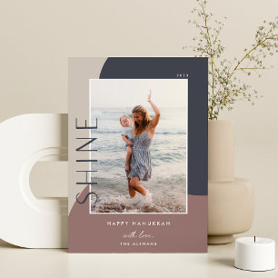 Cartão De Festividades Colorblock Shine Foto Vertical Hanukkah