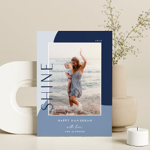 Cartão De Festividades Colorblock Shine Foto Vertical Hanukkah