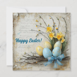 Cartão De Festividades Colores de pastel Ovos de Páscoa flores de primave