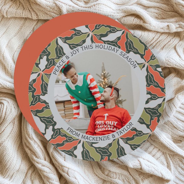 Cartão De Festividades Colorful Abstract Botanical Photo Christmas  (Colorful Abstract Botanical Photo Christmas Holiday Card by Ricaso Stunning holiday photo template)