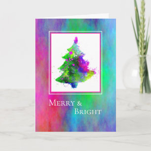 Cartão De Festividades Colorful Abstract Tree Christmas Greeting Card