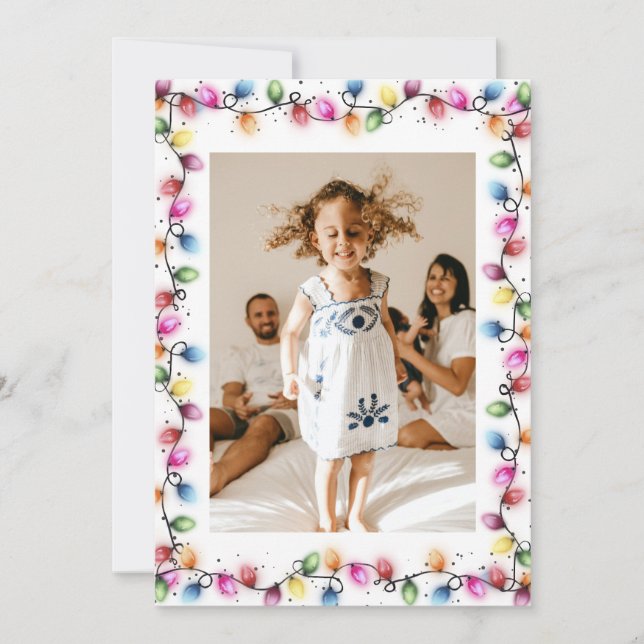 Cartão De Festividades Colorful Christmas Lights Photo (Frente)