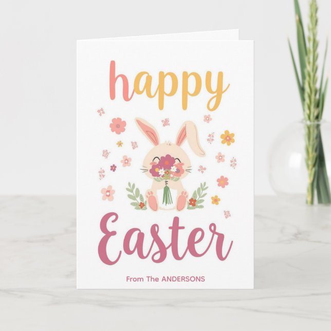 Cartão De Festividades Colorful Cute Easter Card , Personalized Easter  (Frente)