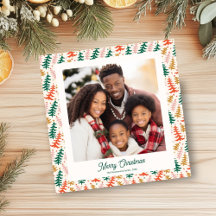 Colorful Retro Christmas Tree Photo Card