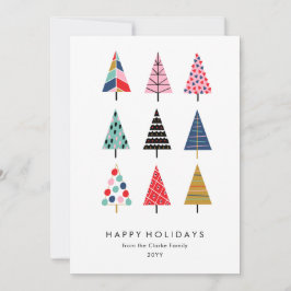 Cartão De Festividades Colorida Colorida Colorida Coleção de Árvores de N
