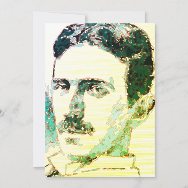 Cartão De Festividades Colorida Nikola Tesla Drawing (Frente)