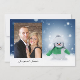 Cartão De Festividades Colorida Snowman personalize com a sua fotografia